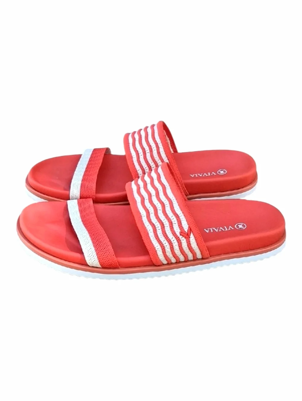 Vivaia Naina Double Strap Slide Sandals in Citrus Orange Wave Size 9.5 NWOT